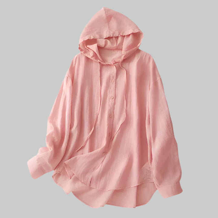 Femme | Chemise à capuche en tissu uni et coupe droite