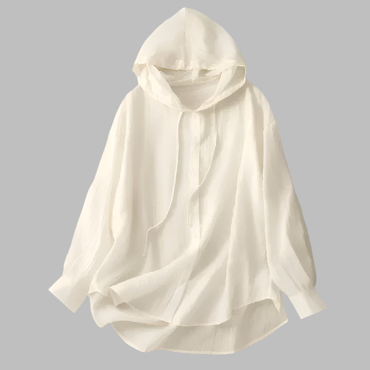 Femme | Chemise à capuche en tissu uni et coupe droite