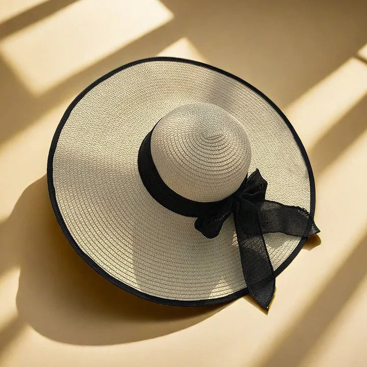 Femme | Chapeau en paille à large bord avec nœud décoratif