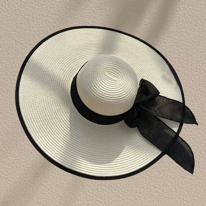 Femme | Chapeau en paille à large bord avec nœud décoratif