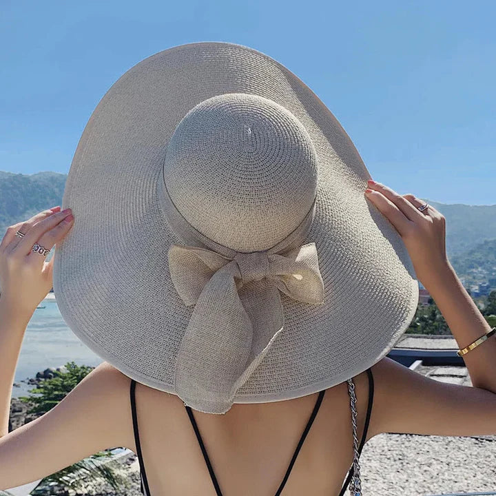 Femme | Chapeau en paille à large bord avec nœud décoratif