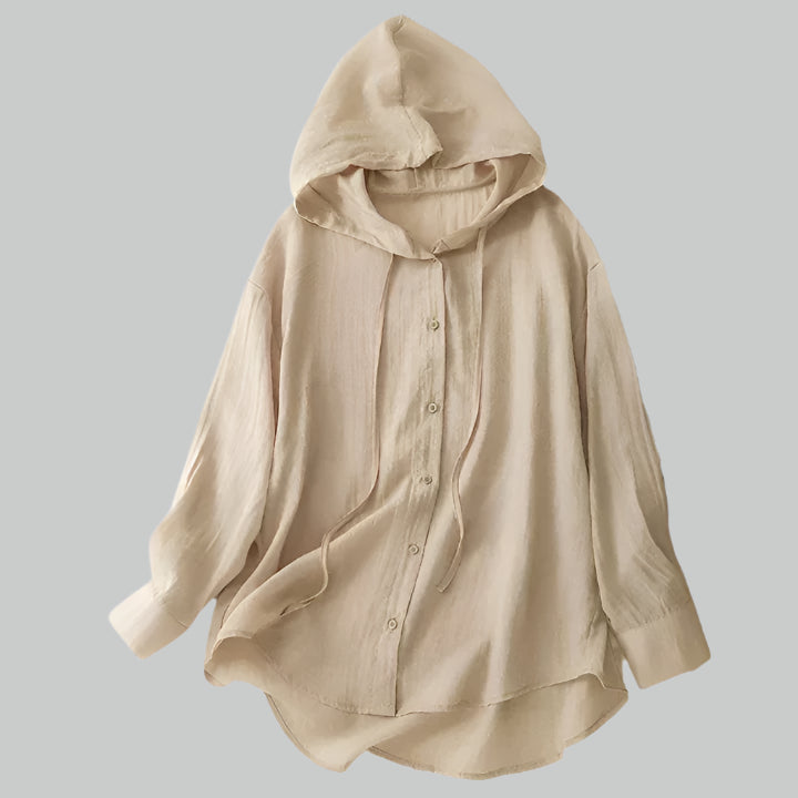 Femme | Chemise à capuche en tissu uni et coupe droite