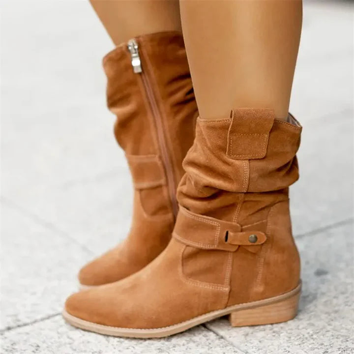 Femme | Bottes montantes à bout semi-arrondi, talon bas