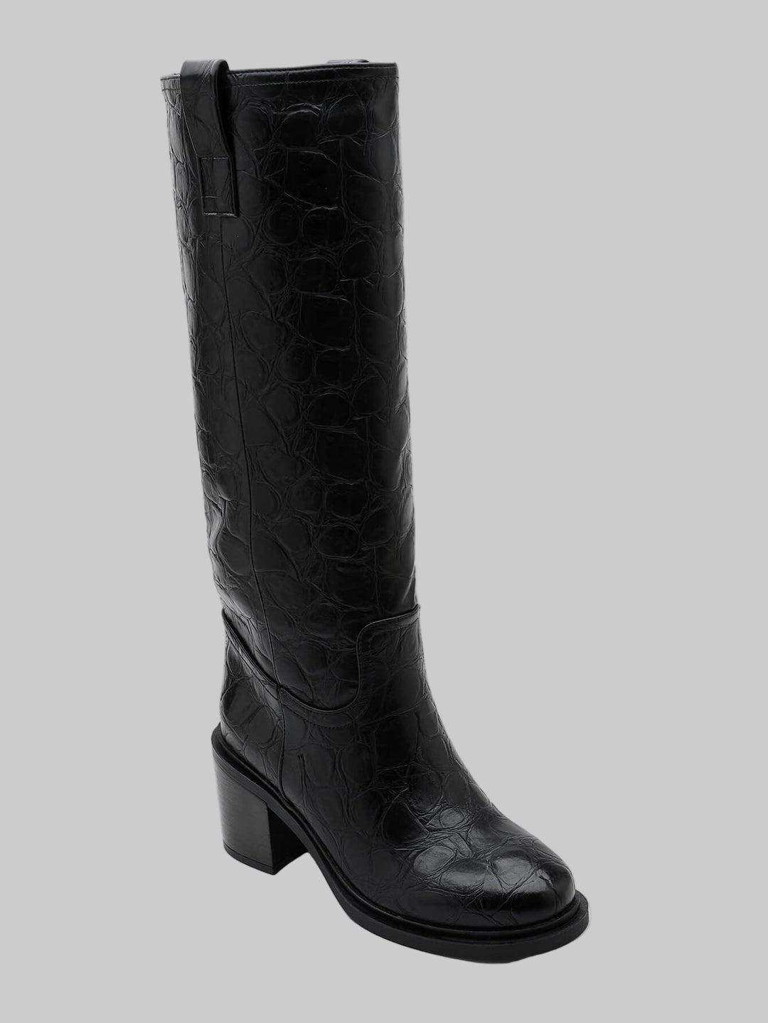 Femme | Bottes hautes à effet crocodile