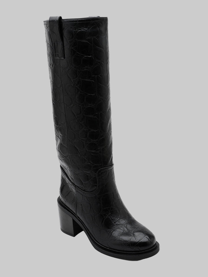 Femme | Bottes hautes à effet crocodile