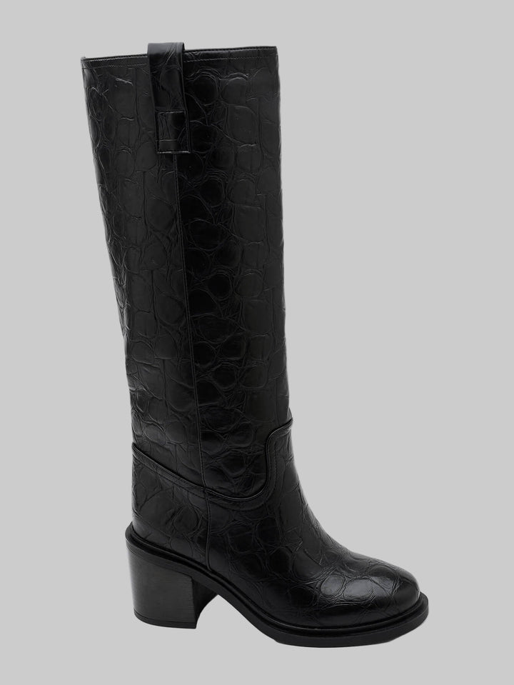 Femme | Bottes hautes à effet crocodile