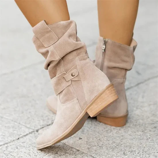 Femme | Bottes montantes à bout semi-arrondi, talon bas