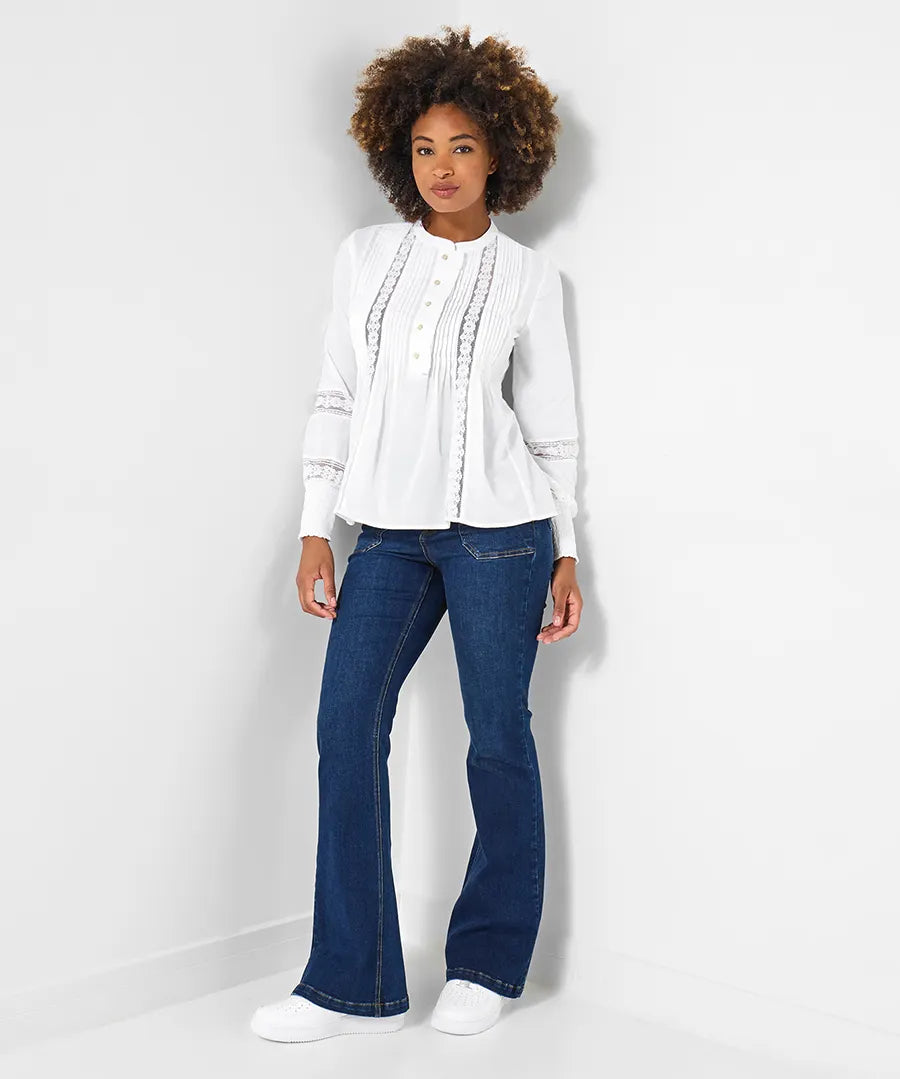 Femme | Chemise à manches longues à empiècements en dentelle