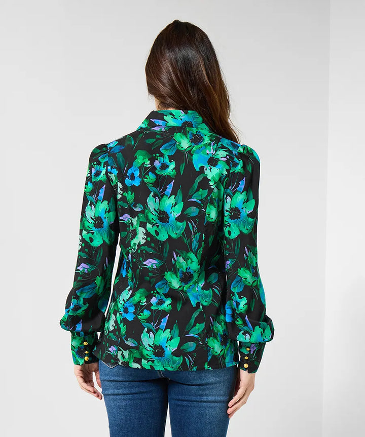 Femme | Chemise à manches longues, col imprimé floral