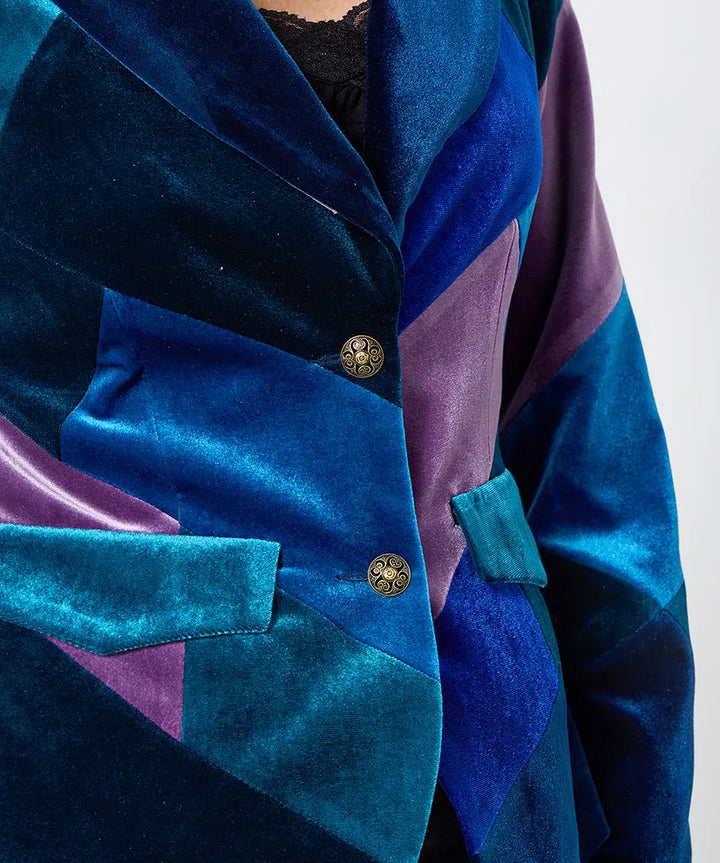 Femme | Blazer patchwork à boutons et poches