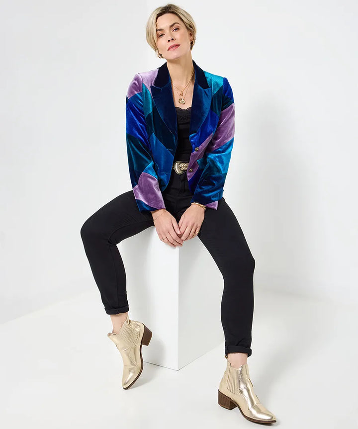 Femme | Blazer patchwork à boutons et poches