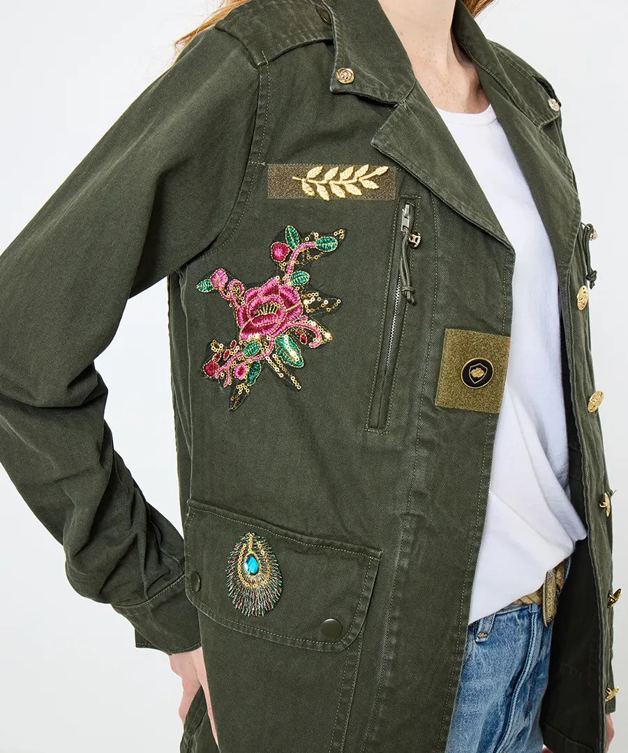 Femme | Veste utilitaire à poches multiples et boutons décoratifs