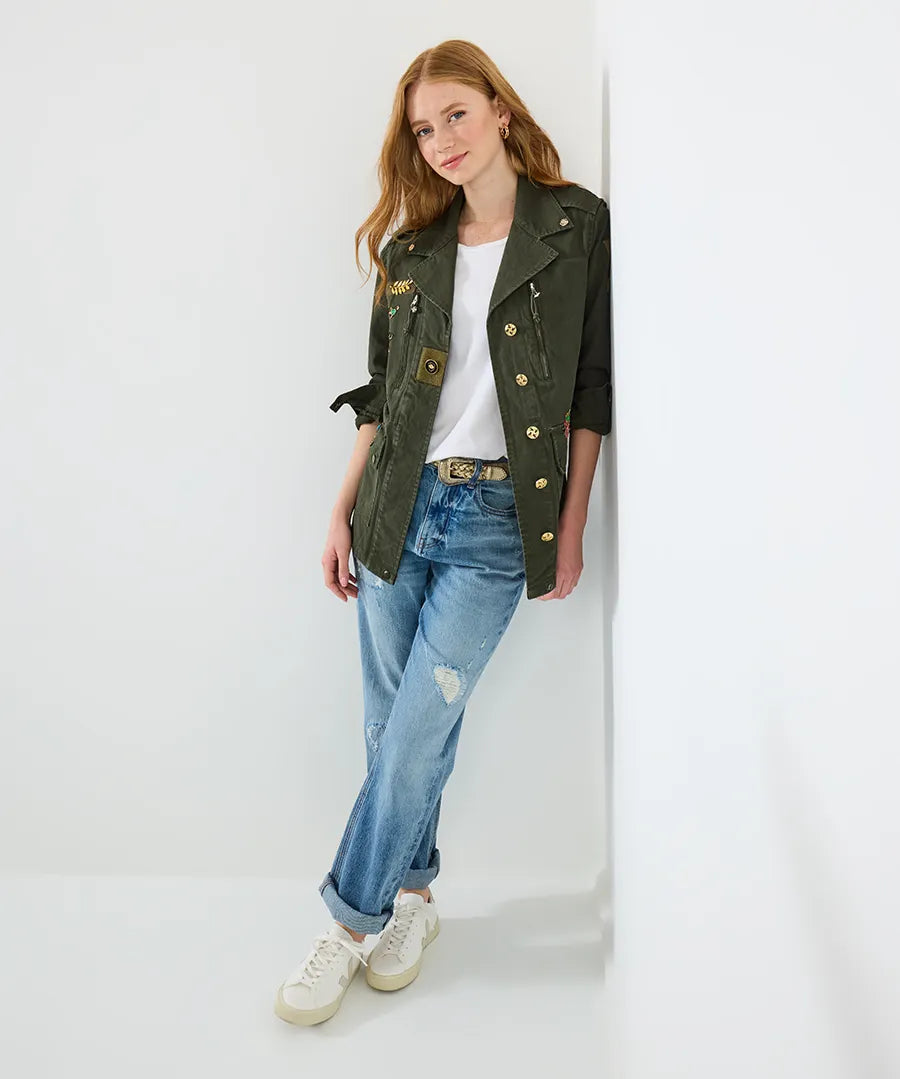 Femme | Veste utilitaire à poches multiples et boutons décoratifs
