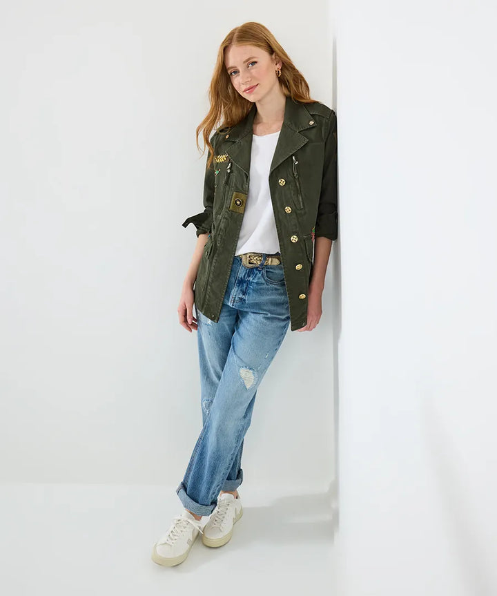Femme | Veste utilitaire à poches multiples et boutons décoratifs