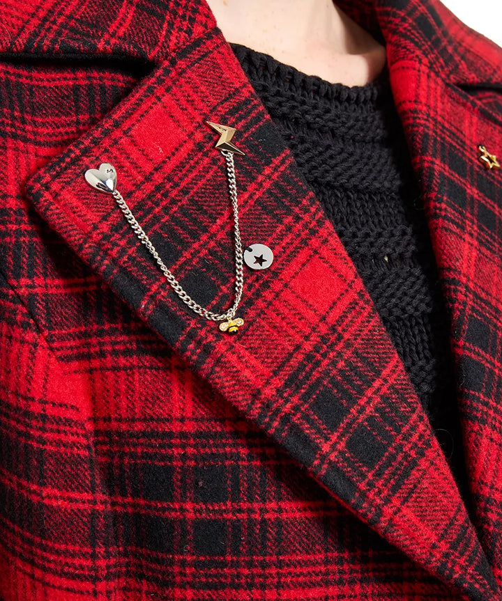 Femme | Manteau Maxi long à carreaux et boutons