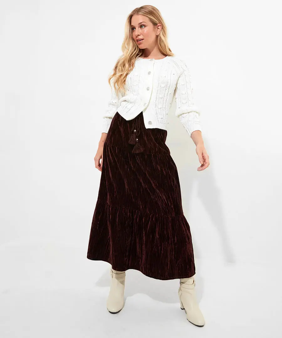 Femme | Pull torsadé à manches longues et fermeture à boutons