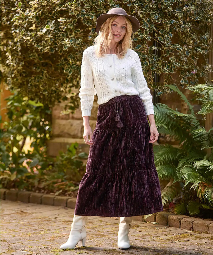 Femme | Pull torsadé à manches longues et fermeture à boutons