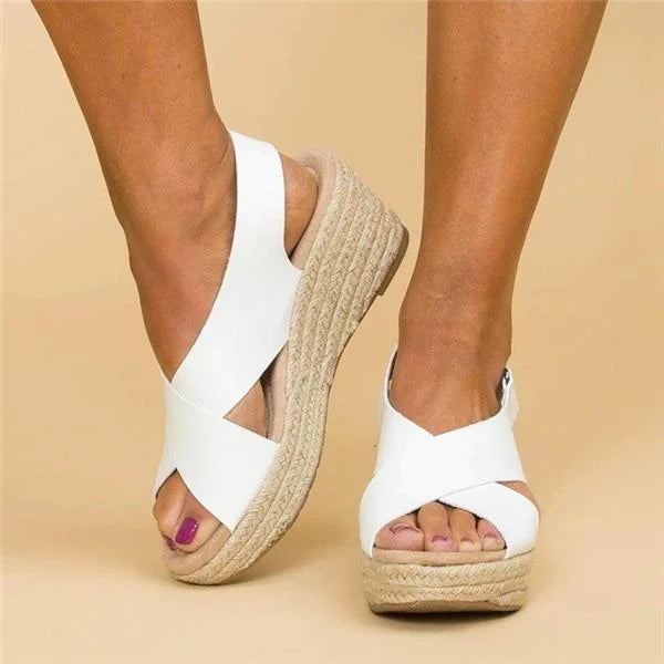 Femme | Sandales ouvertes à brides croisées avec talon surélevé